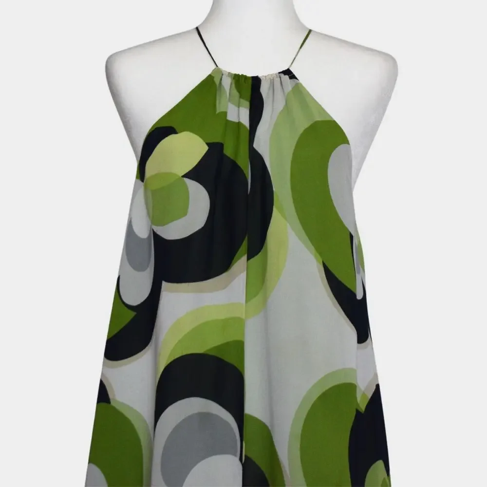 Michael Kors Halter SilkDress Size M Retro Geometric Abstract Trapeze Mini